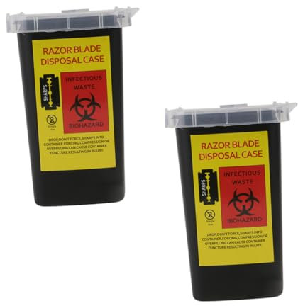 VINTORKY Estuche Para Hojas De Afeitar Desechables 2 Piezas Tamaño Compacto Tapa De Cierre Seguro Para Peluquería y Reciclaje De Cuchillas Contaminadas Negro