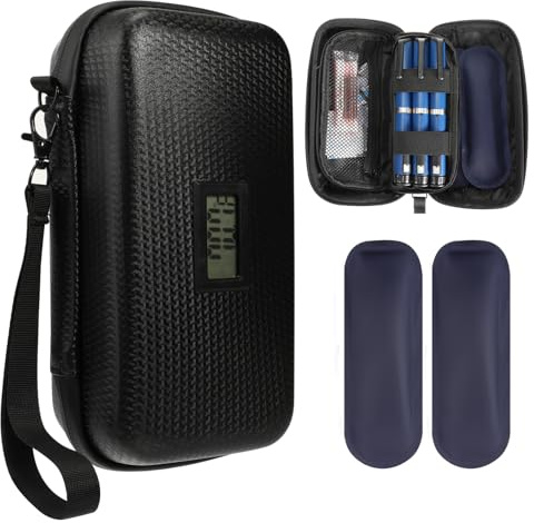 Borsa termica per insulina, medicinale, contenitore frigo isolante, con indicatore di temperatura, insulina, radiatore, diabetico, borsa da viaggio, insulina, refrigerata, con 2 batterie di