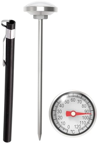Kitchen Food-Cooking Meat Coffee Thermometer, Physical Sensing Stainless Steel Thermometer for Milk Foam Frothing Chocolate Water Grill, Turkey, BBQ Thermometers