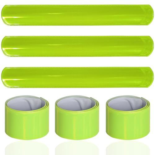 CHDZSW Reflektorband 6 Stück,Hosenklammer Fahrrad,Grün Reflektoren Fahrrad, Kinder Leuchtarmbänder Leuchtarmband Hosenschutz Reflektor Armband, Hosenklammer Sicherheitsband für Jogger und Radfahrer