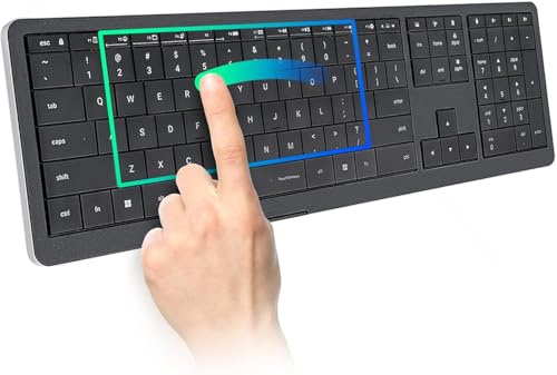 Clevetura CLVX 1 Windows | Wireless Keyboard with Trackpad | Silent Bluetooth & USB-C Keyboard | Low Profile Scissor Keys | Interactive RGB | Aluminium Chassis | Compatible with Windows/Linux/Android | Touchpad built into the keys, backlit low-profile scissor switches, multi-device Bluetooth and USB-C, quiet typing