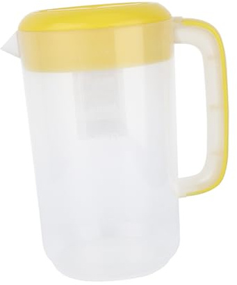 DECOMELODY botella de agua de plástico jarra de agua jarra grande frío largo Jugador de con tapa páginas Amarillo