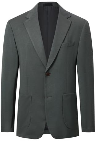 Allthemen Blazer Casual Business Uomo Slim Fit Giacca da Abito 2 Bottone Elegante Jacket Sportive Tinta Unita Grigio 3XL