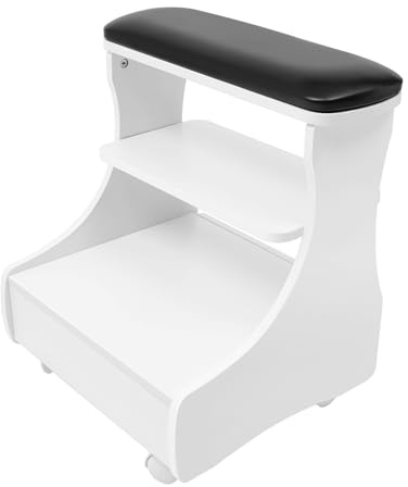 Pediküre-Hocker, Hocker mit Fußstütze, Rollmöbel für die Fußpflege, mit Tablett und Aufbewahrung, ideal für Schönheitssalon und den professionellen Heimgebrauch (Speer, Schwarz)