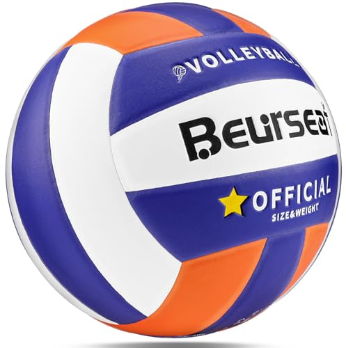 Beurseaf Volleyball Beachvolleyboll Storlek 5 - För både inomhus- och utomhusbruk (Blå+Orange)