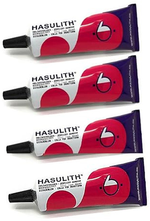 HASULITH Schmuckkleber – 30 ml | speziell für Kreationen & Reparaturen | Transparent, strapazierfähig & flexibel | ideal für Strass, Metall, Perlen, Textilien | Profi-Qualität | 4 Tuben