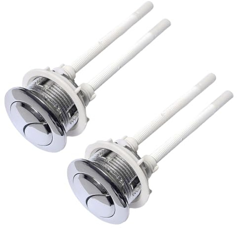 Toilet Push Button Flush Replacement, 2 Pcs Standard 38 mm Toilet Buttons with Four Rods Dual Push Button Toilet Flush Button for Toilet Accessories for Bathroom Toilet Water Tank Repair
