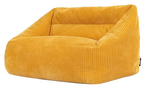 Icon Cecilia Cord Sitzsack Kinder Sofa mit Füllung, Gelb | In Deutschland Hergestellt, Sitzsack Sofa, Weicher Cordstoff, Kinder Sessel für Kinderzimmer und Schlafzimmer