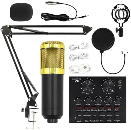 Set microfono per registrazione Set scheda audio live streaming, asta | Completo Per Registrazione In Studio, Video Live, Podcast, Cantanti, Doppiatori