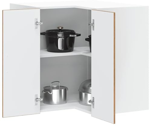 Fecpoo Hörnväggskåp kökshylla Porto – robust träbaserade konstruktion, 57 x 57 x 60 cm, gammalt träfärg, platsbesparande vägghylla