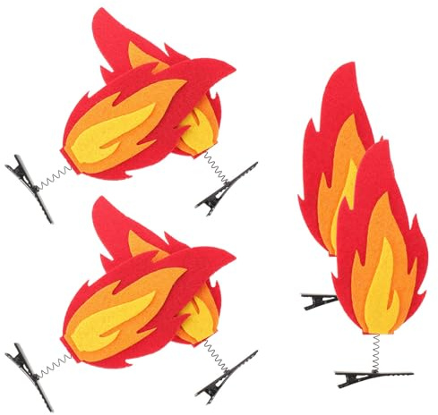 GATHINESS Accessoires Cheveux Rouge Forme Flamme en Feutre et Fer, 6 Pièces Légers et Antidérapants pour Cosplay et Usage Quotidien