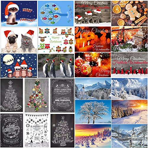 Postales navideñas con 24 motivos diferentes: colorida mezcla de nostalgia Divertidas postales navideñas con paisajes invernales de Edition Colibri