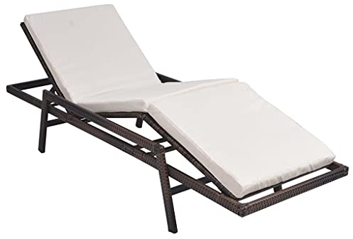 vidaXL Sonnenliege mit Auflage Poly Rattan Braun
