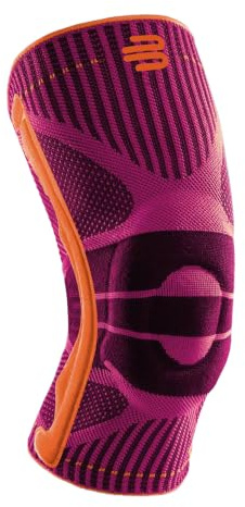 BAUERFEIND, 1 Unisex Knie-Sportbandage, Rechts und links tragbar, Für Ballsportarten und Leichtathletik, Unterstützung des Knies beim Sport, Silikonring, Gr. XXL, Pink, 11449411950015