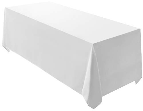 Surmente White Rectangle Tablecloth 90 x 132-inch Rectangular Polyester Table Cloth for Weddings, Banquets, or Restaurants