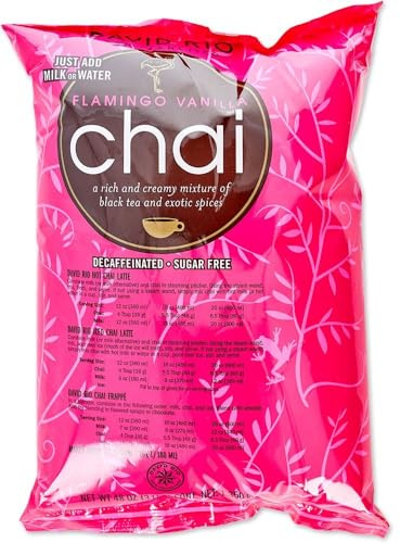 David Rio Chai Flamingo Vanilla aus San Francisco, entkoffeiniert und zuckerfrei (enthält jedoch Maltodextrin), Nachfüllbeutel (1 x 1350 g)