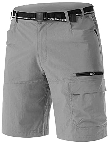 TACVASEN Men's Cargo Shorts Golf Dress Casual Lightweight Quick Dry Water Resistant Summer Work Hiking Shorts Fishing Light Grey 34