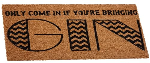 Premier Housewares Filta Indoor Doormat with Decorative Text, Natural Coir Door Mat with Non-Slip Backing for Hallways and Entrances
