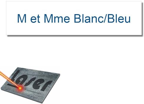 Placa grabada para nombre buzón autoadhesivo, 99 x 24 mm, personalizada, 1 a 3 líneas, color blanco