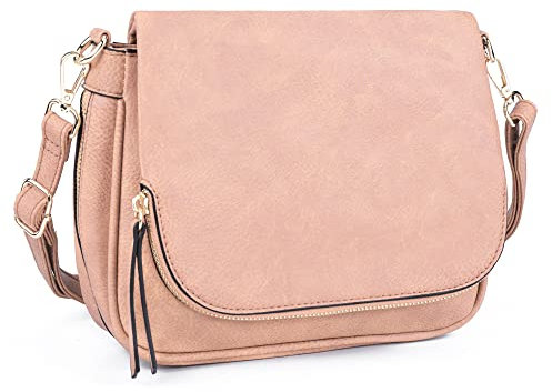 GLITZALL Crossbody-Taschen für Damen, kleine Umhängetaschen und Schulter-Handtaschen mit mehreren Taschen, PU-Leder, rose, Small