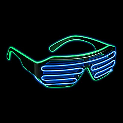 Balinco LED Brille mit 3 Blitzmodi - perfekt geeignet als Techno DJ | Festival | Halloween | Karneval | Fasching als Ergänzung zum Outfit bzw. Kostüm