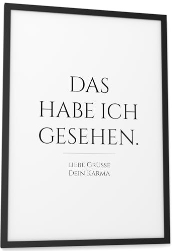 Papierschmiede® Bilder Home Kunstdruck mit Rahmen in A3 (30x42 cm) Spruch Zuhause Bild Wanddeko in schwarz weiß, Sprüche für Wohnzimmer Büro Küche, Karma