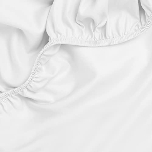 Amqua Spannbettlaken 90x200cm Baumwolle Weiß | Spannbettlaken 90x200cm hohe Matratze bis 30cm Steghöhe| ägyptische Baumwolle Bettlaken 90x200 | einfarbig | besonders weich