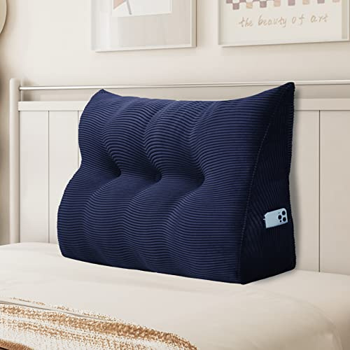 Johnear Dreieckiges Cord Kopfteilkissen für Bett Ergonomisches Rückenkissen Lesekissen Rückenlehnkissen Lendenkissen Bücherkissen Stützkissen für Sofa Futonbett Wohndekoration