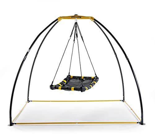 JumpKing UFO Swing Trampoline With Round/Rectangular Seat | Comfortable & Sturdy Kids Trampoline With 360° Range, EVA Foam Cushion, Great For Outdoor Fun & Relaxing, For Grass Or Woodchip Areas.