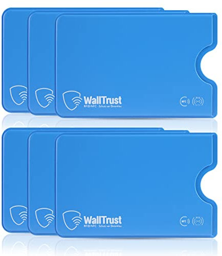 WallTrust RFID NFC Blocker Hartplastik Schutzhülle - 7 Stück - Kartenschutzhülle für Kreditkarten Ausweis - hellblau - Sicherheit gegen Datenklau Kartenhülle und EC Karten Bankkarten