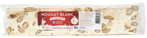 Les Ruchers du Luberon - Nougat Blanc de Provence en Barre 300 g - Nougat Tendre aux Amandes et au Miel de Lavande pour Noel - Fabrication Artisanale