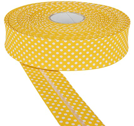 Discount Fabrics LTD Schrägband, gepunktet, 30 mm, Baumwoll-Köperband zum Nähen, Schrägbinden, Wimpelketten, Binden und Schrägband, vielseitiges Nähzubehör, ideal für Bastelprojekte