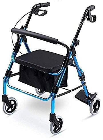GGZONE Gehstock, Allrad-Rollator Premium mit Sitz, Komfortgriffen und Dicker Rückenlehne, zusammenklappbarer Gehhilfe für Senioren, Tragfähigkeit 150 kg Beautiful Scenery