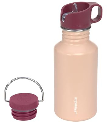 LÄSSIG biberón botella de acero inoxidable sin BPA 500ml niños guardería jardín de infancia a prueba de fugas con tapón/Bottle Stainless Steel Unique rosa