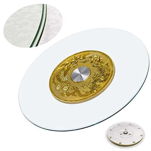 Vassoio Girevole Lazy Susan in Vetro temperato Trasparente Piatto Girevole Rotondo da 50-80 cm Alzata Girevole a 360º per Decorare Torte (Dimensioni : Ø 50cm/20in)