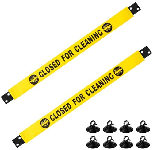 Barydat 2 Pcs Closed for Cleaning Sign with Magnetic Ends Nylon Bathroom Restroom Do Not Enter Magnetic Signs with Suction Cup Hanger Banner for Door