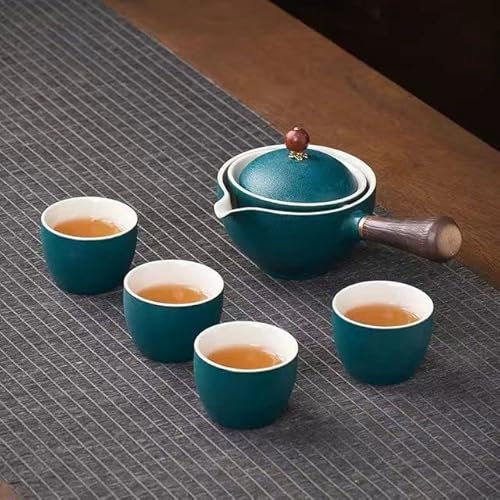 umsl Porcelain Chinese Gongfu Tea Set Portable Teapot Set with 360 Rotation Tea Maker and Infuser Tea Ceremony Set Teapot Set Bag