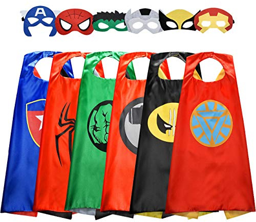 Roko Toys for 3-10 Year Old Boys, Superhero Capes for Kids 3-12 Year Old Boy Gifts Boys Cartoon Dress up Costumes Party Supplies Toys for Ages 2-4 5-7 (6 Pcs with Gift Box)