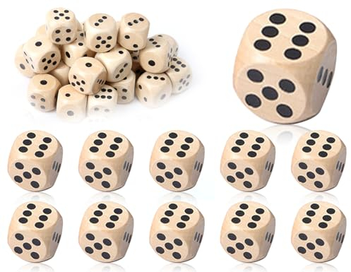 KAPSING 10 Stück Würfelspiel, Natur Holz Spielwürfel, verwenden für Zuhause Party Zubehör,Entscheidungshilfe,Teambuilding Aktivitäten,DIY Handwerk