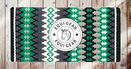 EQUIGEAR Western Show Horse Satteldecke aus neuseeländischer Wolle, Western-Design, handgefertigte Satteldecke, Wollpolster, Sensor Flex (Anpassung möglich), WK02 (36x42)
