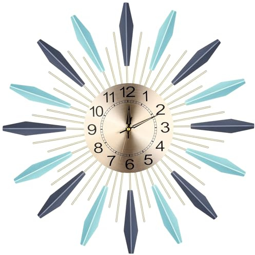keivmlvt Moderne Große Wanduhr aus Metall 52CM Lautlos ohne Tickgeräusche Wohnzimmer & Küche XXL Geräuschlos Uhrwerk Groß Modern