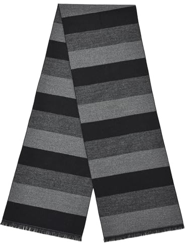 CUNDOU Men's Winter Warm Scarves Black Grey Striped Halloween Cosplay Cold Weather Men Scarf Soft Cashmere Long Scarf for Men Winter Autumn
