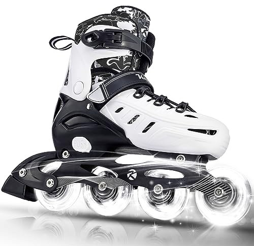 Kuxuan Skates Inline-Skates für Kinder Einstellbare Fun Illuminating Skates für Mädchen, Jungen, Frauen Outdoor-und Indoor-Anfänger