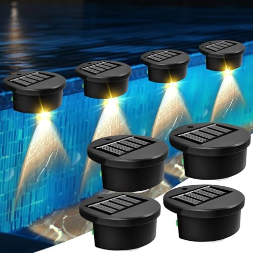 Recitem Lot de 4 lampes solaires pour piscine - Lampes solaires pour extérieur - Décoration murale d'extérieur - Éclairage de piscine - Lampes solaires de jardin pour l'extérieur - Éclairage de bassin