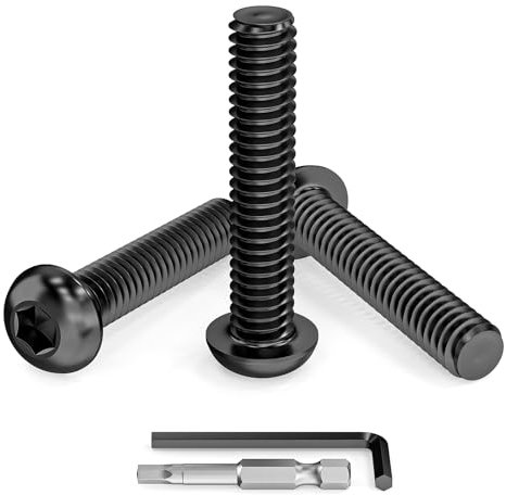 Dayalo 25 Stück M6 x 30 mm Schrauben, Linsenkopfschrauben M6, Innensechskant, Edelstahl A2 V2A, Schwarzes Oxid, Vollgewinde, mit Innensechskantschlüsseln und Bit
