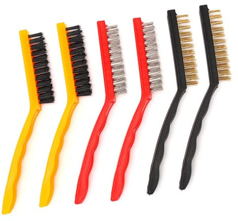 6 Piezas Cepillos de Alambre, Juego de Cepillos de Alambre, Cepillos de Limpieza de Acero Inoxidable, Latón, Nailon, Para Limpiar Escoria de Soldadura, Suciedad Grasa, Óxido y Polvo