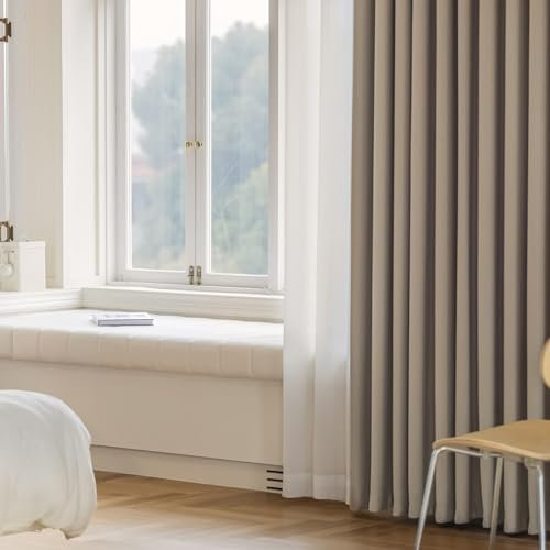 Bishilin Verdunklungsvorhänge mit Ösen 137x214CM, Gardinen Blickdicht 2er Set Modern Einfach Khaki Vorhänge Verdunkelnd Schlafzimmer Kinderzimmer Jugendzimmer