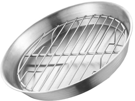 Cabilock 16cm Round 304 Stainless Steel Roasting Pan Cooling Rack, Oil Drip Baking Tray for Grilling and Cake Cooling, Small Non-Toxic BBQ Oven Tray for Home Kitchen