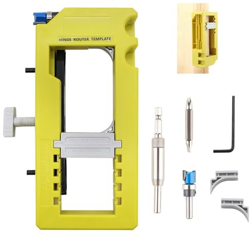 Divove Door Hinges Jig - Door Hinge Jig for Router, Door Hinge Mortise Installation Kit Template Fits 3”to 5” Length and 1/4” or 5/8” Thickness Door Hinge Jig for The Door