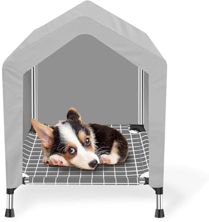 Dopliv Elevated Dog House for Outdoor or Indoor - Waterproof Dog Tent Cat House, Dog Sunshade Tent, Pet House with Removable Cover, Suitable for Small Cats Dogs